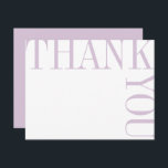 Lilac och White Modern Large Text Tackkort Tack Kort<br><div class="desc">Mjuk lila-typografi känns modern och färsk i en unik och slående layout som bokstavligen driver gräns på sidan. En tom baksida lämnar gott om utrymme för en tankeväckande,  skriven tacksedel.</div>