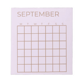Lilac Odaterad September Calendar for Planner Anteckningsblock