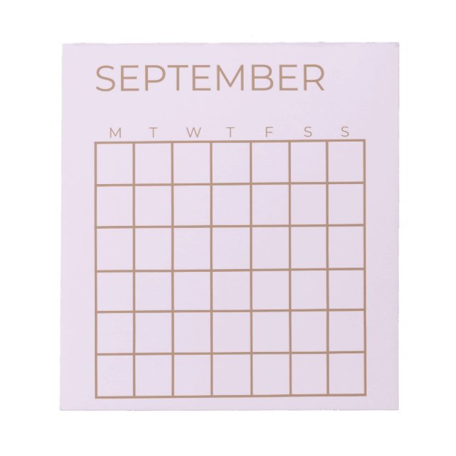 Lilac Odaterad September Calendar for Planner Anteckningsblock (Framsida)