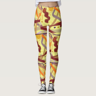 Lilac Orange Guld Burgundy Cream Tan Art Deco Leggings