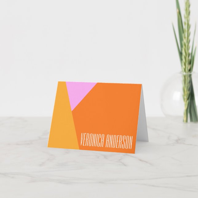 Lilac Orange och Gult Geometric Art Personlig Anteckningskort (Framsida)