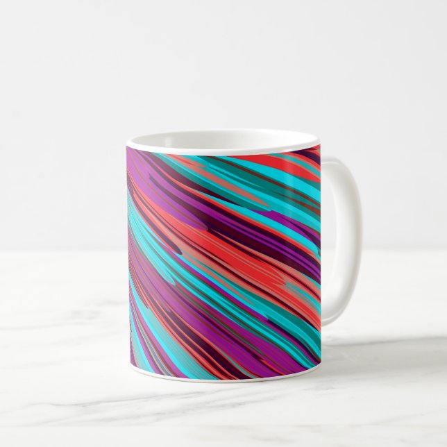 Lilac Orange Teal Abstrakt Geometric Feathers Kaffemugg (Framsida höger)