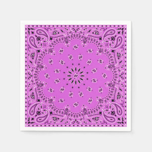 Lilac Orchid Rosa Paisley Bandana Scarf BBQ Picnic Pappersservett