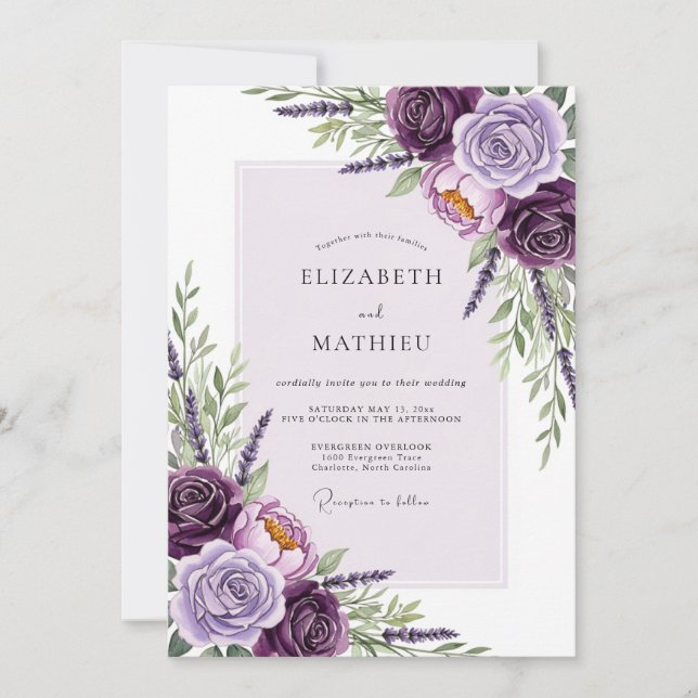 Lilac Ornate Floral Wedding Inbjudningar (Framsida)