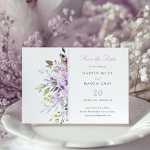 Lilac Pastel-Blommigt Spara datuminbjudningskort