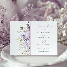 Lilac Pastel-Blommigt Spara datuminbjudningskort Inbjudningar