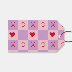 Lilac Pastel Rosa XO hjärta Checkated Presentetikett