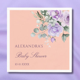 Lilac Peach Floral Baby Shower Pappersservett
