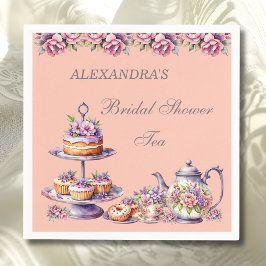 Lilac Peach Floral Tea Party Bridal Shower Pappersservett