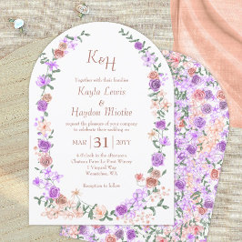 Lilac & Peach Ro Garden Arches Canopy Bröllop Inbjudningar