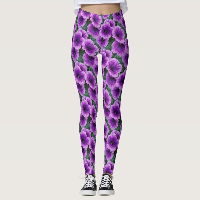 Lilac Petunia Flowers Leggings (Framsida)