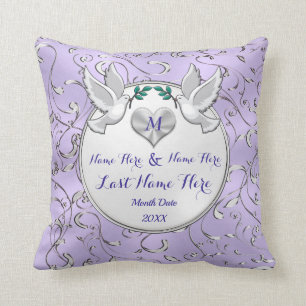 Lilac, Pillows med vit Personlig, Bröllop Kudde