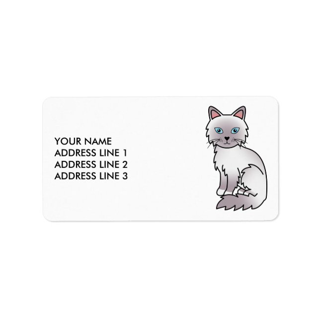 Lilac Point Birman/Ragdoll Katt & Anpassad Text Adressetikett (Framsidan)