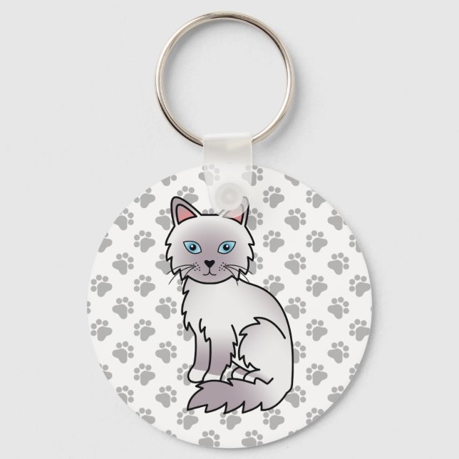 Lilac Point Birman / Ragdoll Katt Illustration Nyckelring (Framsida)