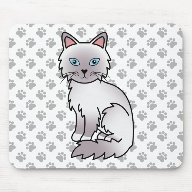 Lilac Point Birman / Ragdoll Söt Katt & Tass Musmatta (Framsidan)