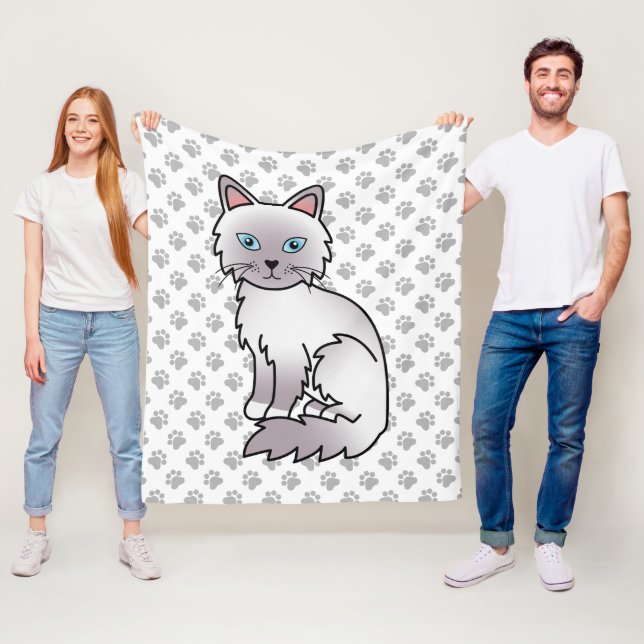 Lilac Point Birman / Ragdoll Söt Katt & Tassar Fleecefilt (På plats)