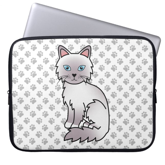 Lilac Point Birman / Ragdoll Söt Katt & Tassar Laptop Fodral (Framsidan)