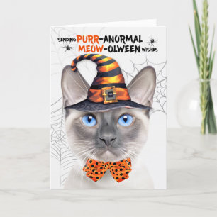 Lilac Point Siamese Cat PURRanormal MEOWolween Helgkort