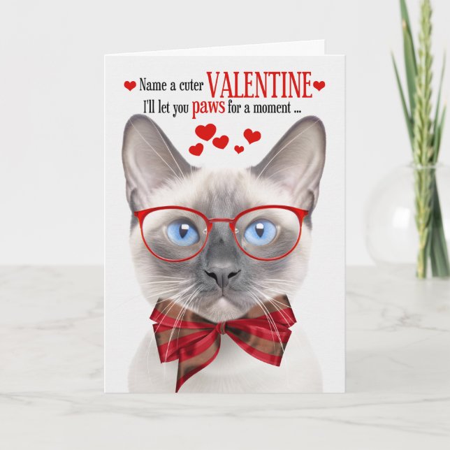 Lilac Point Siamese Cat Valentine Kattdjur Humor Helgkort (Framsida)