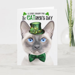 Lilac Point Siamese Lucky Charm St CATricks dag Helgkort