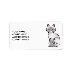 Lilac Point Tabby Birman / Ragdoll & Anpassad text Adressetikett