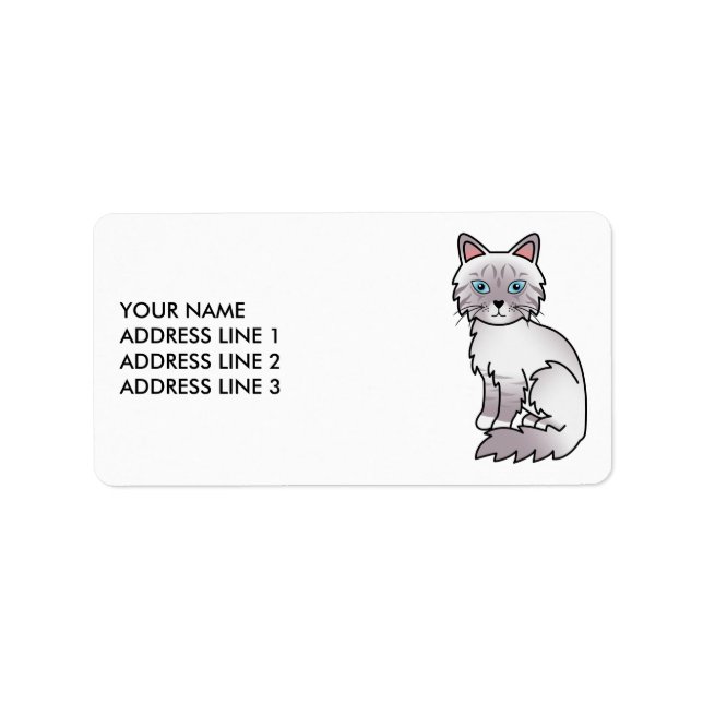 Lilac Point Tabby Birman / Ragdoll & Anpassad text Adressetikett (Framsidan)