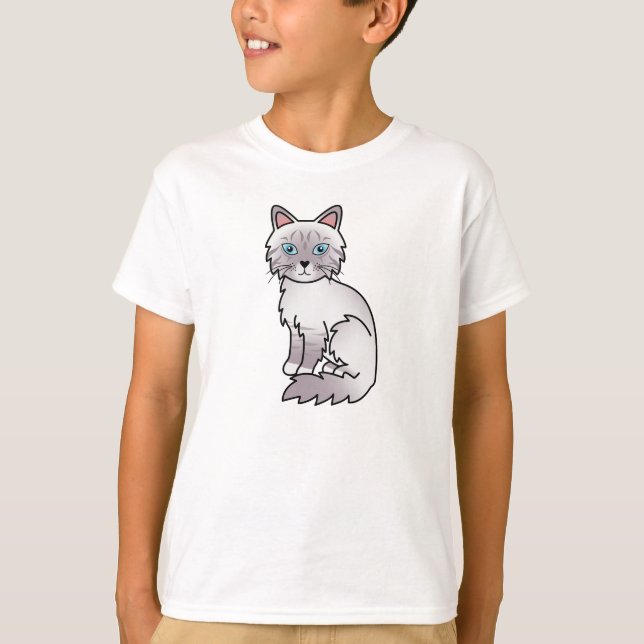 Lilac Point Tabby Birman / Ragdoll Katt T Shirt (Framsida)