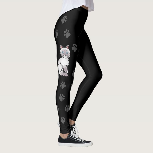 Lilac Point Tabby Birman/Ragdoll Katt & Tass Svart Leggings (Höger)