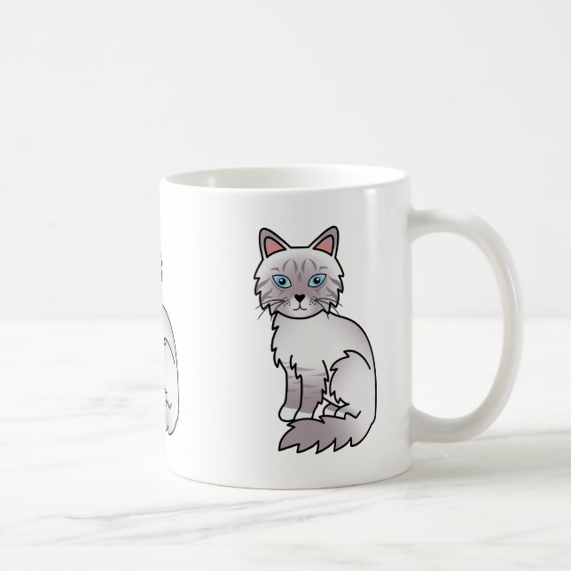 Lilac Point Tabby Birman / Ragdoll Katt Tecknad Ko Kaffemugg (Höger)