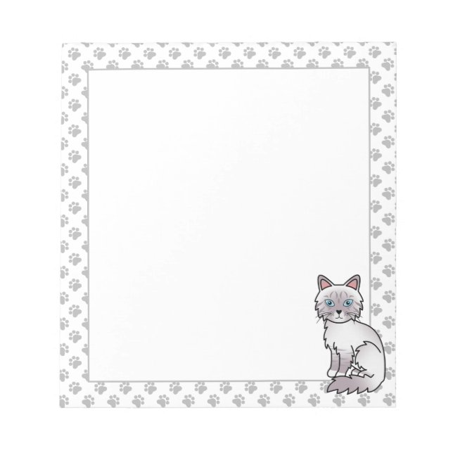 Lilac Point Tabby Birman / Ragdoll Söt Katt & Tass Anteckningsblock (Framsida)