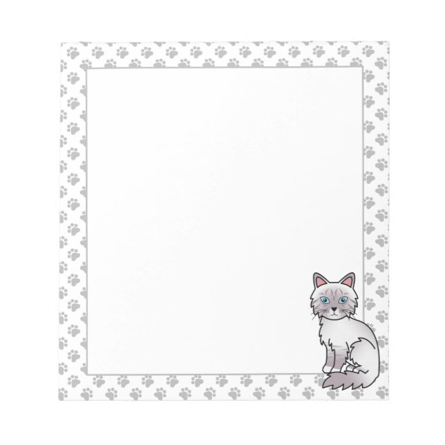 Lilac Point Tabby Birman / Ragdoll Söt Katt & Tass Anteckningsblock (Framsida)