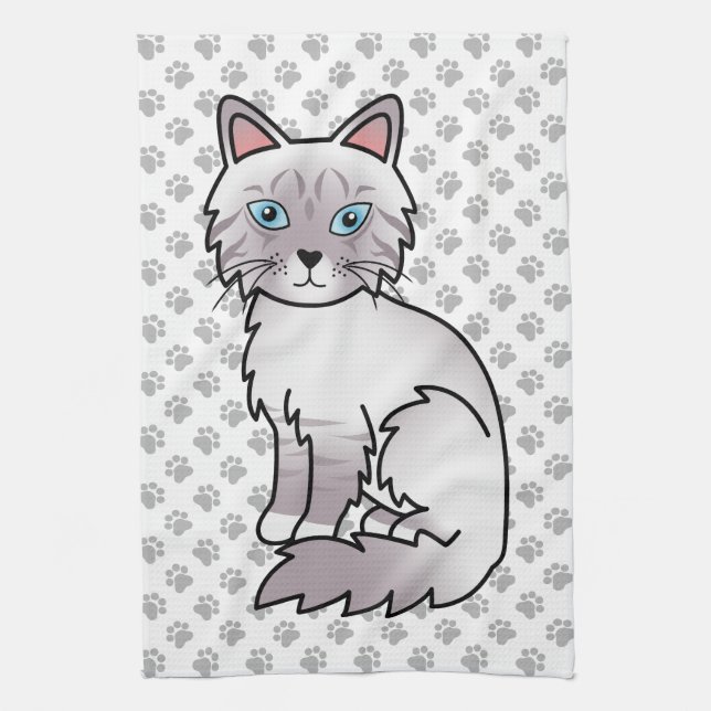 Lilac Point Tabby Birman / Ragdoll Söt Katt & Tass Kökshandduk (Vertikal)