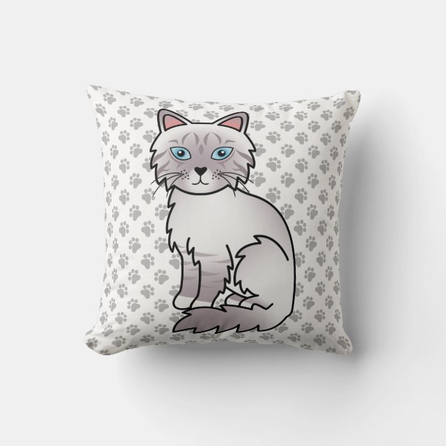 Lilac Point Tabby Birman / Ragdoll Söt Katt & Tass Kudde (Framsida)