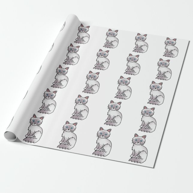 Lilac Point Tabby Birman/Ragdoll Sött Kattmönster Presentpapper (Utrullad)
