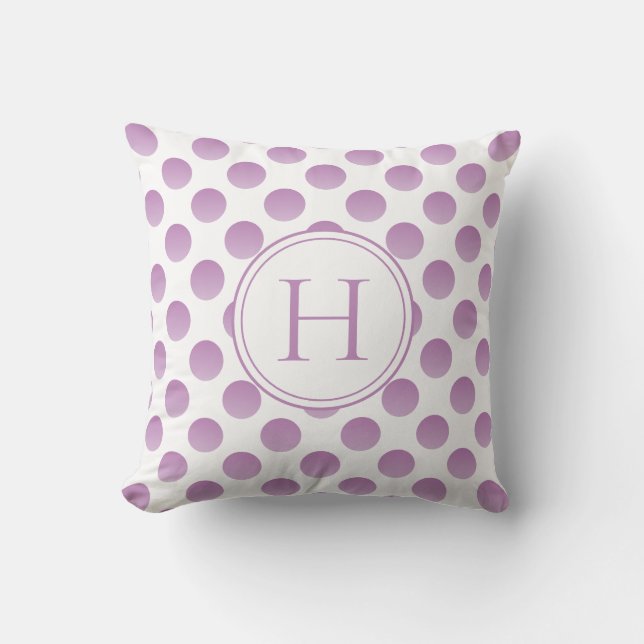 Lilac Polka dots Anpassningsbar Monogram Kudde (Framsida)