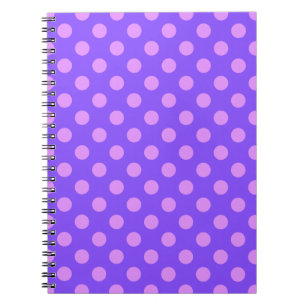 Lilac polka dots på periwinkle anteckningsbok med spiral