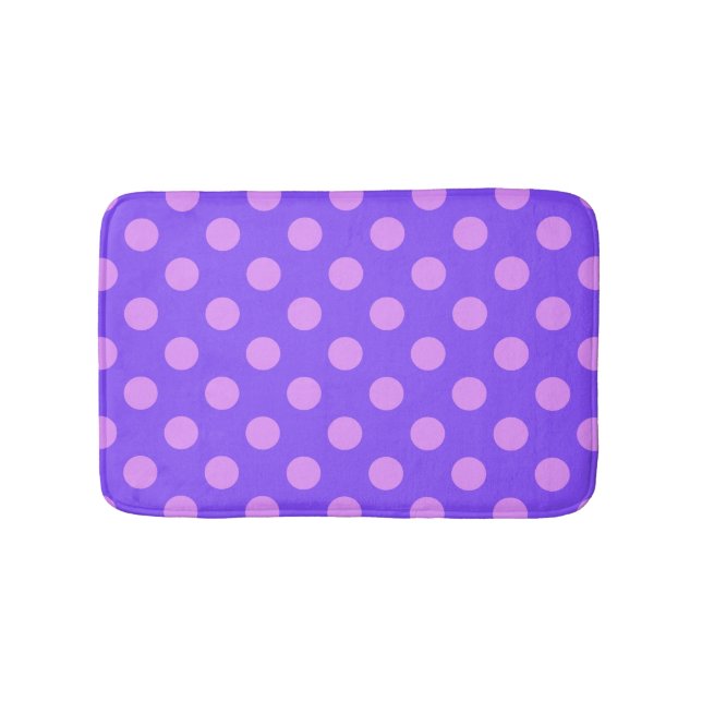 Lilac polka dots på periwinkle badrumsmatta (Framsidan)