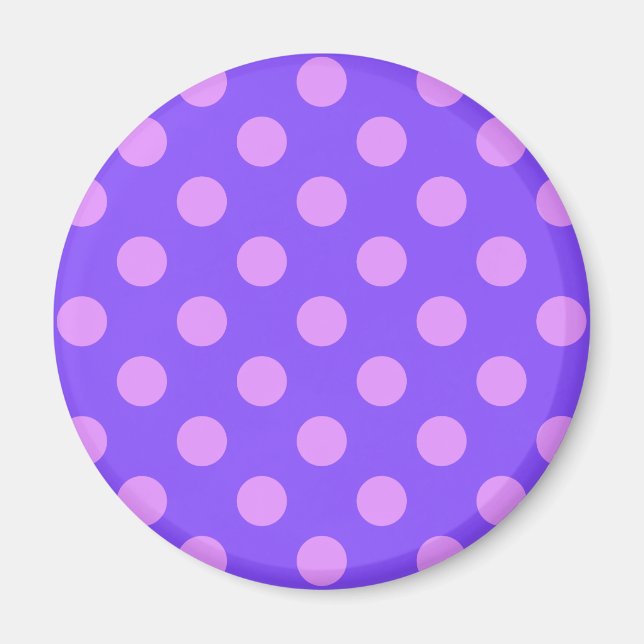 Lilac polka dots på periwinkle magnet (Framsidan)