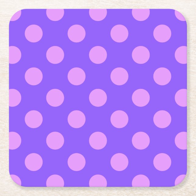 Lilac polka dots på periwinkle underlägg papper kvadrat (Framsidan)