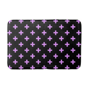 Lilac polka kor på svart badrumsmatta