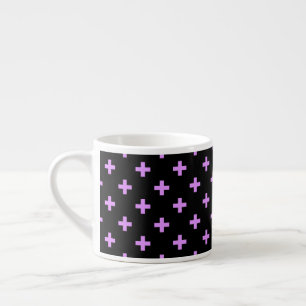 Lilac polka kor på svart espressomugg
