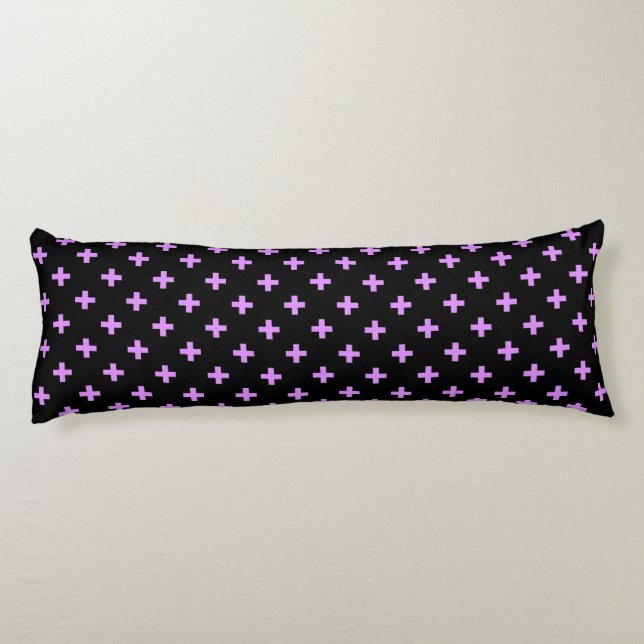 Lilac polka kor på svart kroppskudde (Baksidan)