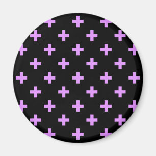 Lilac polka kor på svart magnet