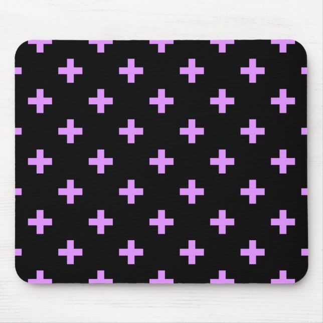 Lilac polka kor på svart musmatta (Framsidan)