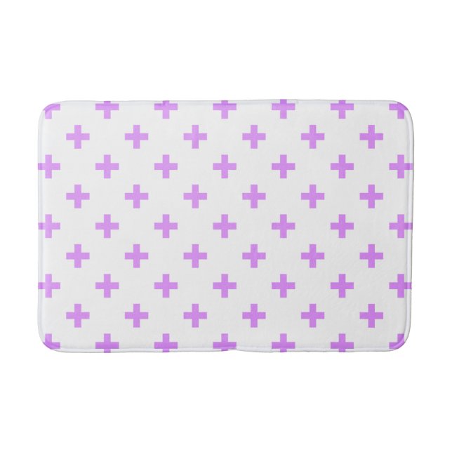 Lilac polka kor på vit badrumsmatta (Framsidan)