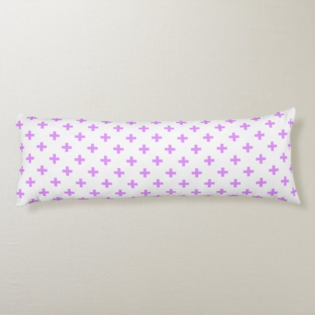 Lilac polka kor på vit kroppskudde (Baksidan)