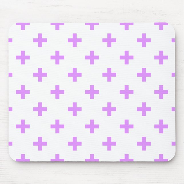 Lilac polka kor på vit musmatta (Framsidan)