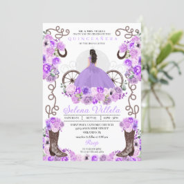 Lilac Princess Dress & Boots Quinceañera Inbjudningar