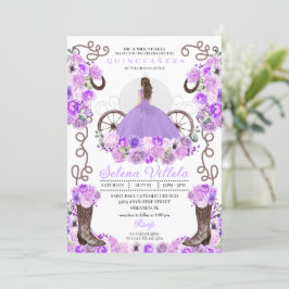Lilac Princess Dress & Boots Quinceañera Inbjudningar