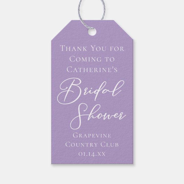 Lilac Purple Bridal Shower Party Personalized Presentetikett (Framsidan)